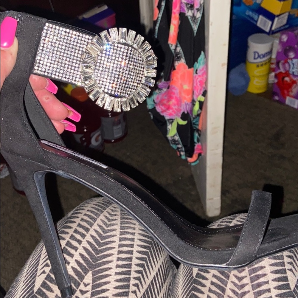 Rhinestone encrusted ankle high heels